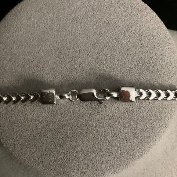 NEW- Solid 3.5mm Italian Franco Link Chain 24in Rhodium/ 925 Sterling Silver - Picture 8 of 9